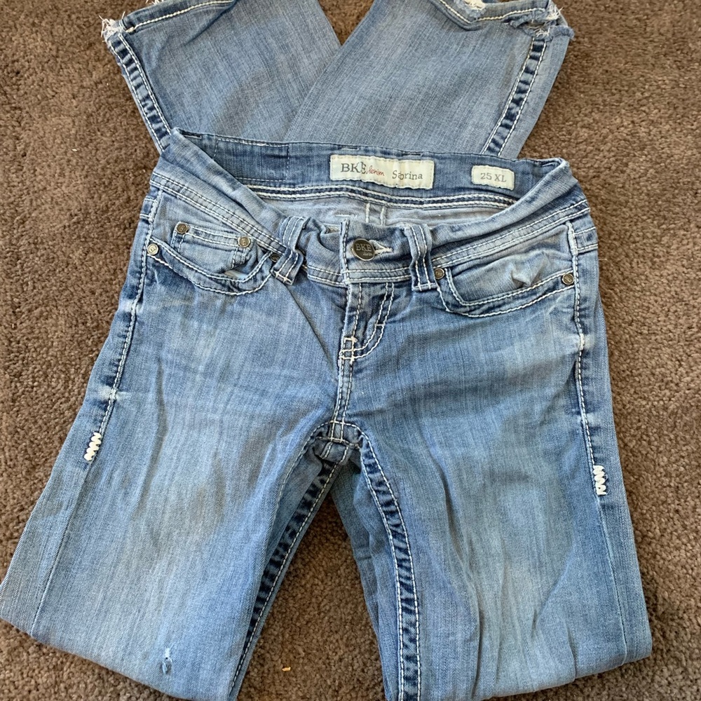 BKE denim Sabrina 25 by 33 1/2 hem distressed